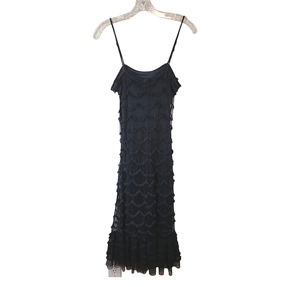 Betsey Johnson Dresses Betsey Johnson Vintage Retro Black Fringe Tulle Spaghetti Strap Party